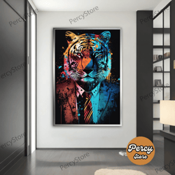 wall decoration canvas painting - living room bedroom home and office wall decoration canvas art, colourful tiger canvas