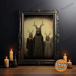 the cult of the forest, framed canvas, halloween art prints, liminal art, halloween photography