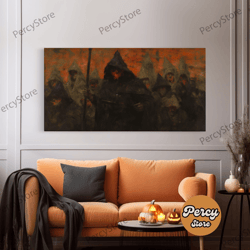 the cursed circus, halloween canvas print framed canvas, victorian gothic oil painting print, circus decor, macabre horr