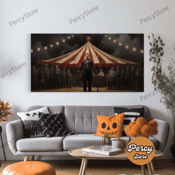 the cursed circus, unique halloween art, framed canvas print, halloween poster art, horror prints