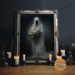 the ghost's dance, framed canvas print, cool halloween decoration, victorian gothic dark academia haunted art, halloween