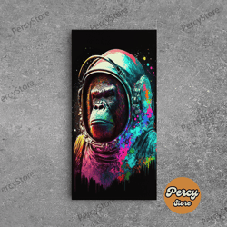 to the moon, space gorilla astronaut, framed canvas print, gme, nft style decor, large wall art, ape astronaut, psychede
