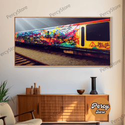 train car graffiti wall decor, train box car, ready to hang canvas print wall art, graffiti art