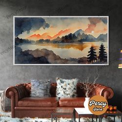 watercolor painting of a forest fire, canvas print, landscape art