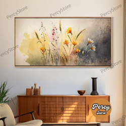 wildflowers watercolor floral framed canvas print