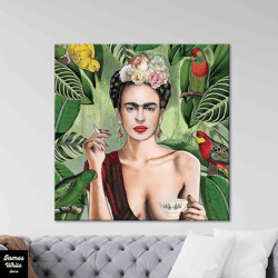 wall art  frida kahlo wall art frida kahlo print smoking feminist wall art mexican frida kahlo canvas frida kahlo gifts