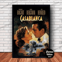 casablanca movie poster canvas wall art family decor, home decor, frame option