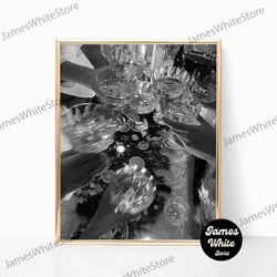 cheers champagne glasses luxury retro black & white vintage alcohol bar print wall poster canvas framed printed wall art