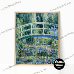 claude monet the japanese footbridge water lilies canvas print painting framed or digital famous artist wall art trendy