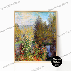 claude monet the rose bushes in garden at montgeron frame printed canvas famous artist classic oil painting reproduction