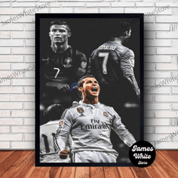 cristiano ronaldo football poster canvas wall art family decor, home decor, frame option