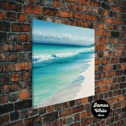 framed canvas ready to hang, serene beach scene bora bora art framed canvas print wood frame wall art boho style primiti