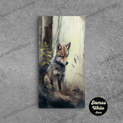 framed canvas ready to hang, watercolor of a wolf pup, framed canvas print