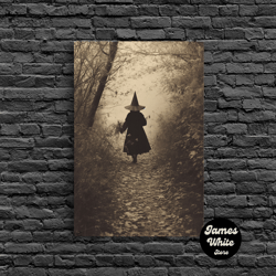 framed canvas ready to hang, witch in the woods, cursed victorian halloween art, framed canvas print, halloween photogra