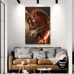 brown horse wall art, animal wall decor, living room wall art decor, roll up canvas, stretched canvas art, framed wall a