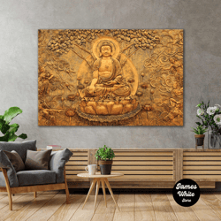 buddha statue tree of life yoga tranquility decorative roll up canvas, stretched canvas art, framed wall art painting