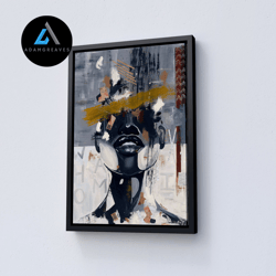 decorative wall art, african art, abstract african wall art, woman face canvas, modern canvas, trend poster, ready to ha