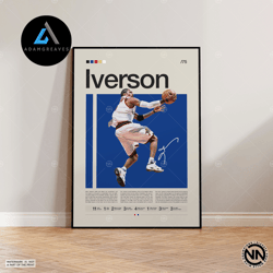 decorative wall art, allen iverson canvas, philadelphia 76ers print, nba canvas, sports canvas, modern sports art, baske