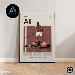 decorative wall art, mohammed ali canvas, boxing canvas, sports canvas, boxing wall art, mid-century modern, motivationa