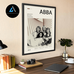 decorative wall art, abba music band canvas, abba 1972 canvas, music band canvas, retro mid-century music canvas, vintag