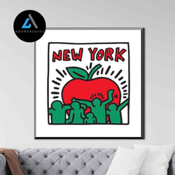 decorative wall art, keith haring new york, graffiti canvas, the big apple art, new york canvas, street printed, graffit