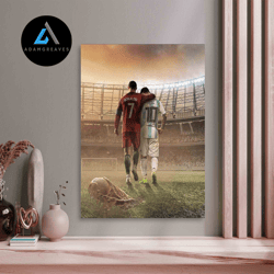 decorative wall art, lionel messi cristiano ronaldo, football wall decor, man cave printed, messi art canvas, ronaldo ar