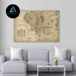 decorative wall art, lord of the rings movie map, world map art canvas, antique map wall art, middle earth antique map 3