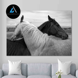 decorative wall art, wall art  horse canvas, two horses canvas, large canvas print, lovely wall decor, friendship canvas