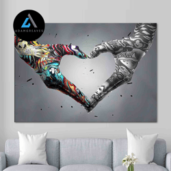 decorative wall art, wall art canvas, love hand graffiti 3d canvas, love hand graffiti, custom wall decor, canvas home d