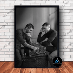 framed canvas ready to hang, lionel messi and ronaldo football poster canvas wall art family decor, home decor, frame op