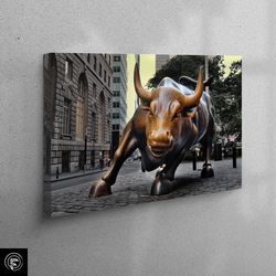large wall art, wall art canvas, canvas gift, wall street canvas gift, charging bull canvas decor, animal canvas gift
