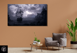 pirate ship postercanvas wall art, vikings ship painting art, pirates ship canvas wall print, ship art canvas, sailing s