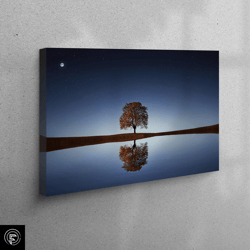 wall art, wall decor, canvas decor, tree landscape canvas decor, landscape canvas print, reflection tree canvas print, v