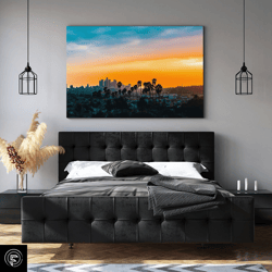 california sunset art canvas print, landscape canvas wall art decor, california cityscape wall art, housewarming gifts,