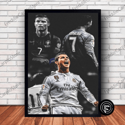 decorative wall art, cristiano ronaldo football poster canvas wall art family decor, home decor, frame option