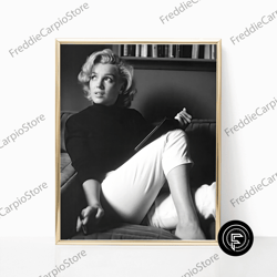 decorative wall art, marilyn monroe famous movie actress print black and white retro vintage classic fashion photography
