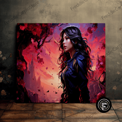 beautiful huntress, fantasy art, stunning landscape, scenic wall art, canvas art, canvas print, ready to hang