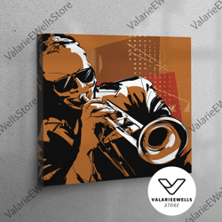 decorative wall art, large wall art, wall art, canvas home decor, jazz trumpets, jazz trumpets artwork, music art canvas