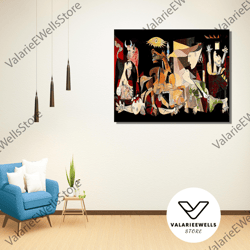 decorative wall art, pablo picasso colourful guernica canvas wall art print, masterpiece canvas wall art, pablo picasso