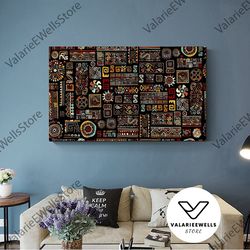 decorative wall art, african illustration canvas print art, african symbols pop art canvas wall art, african fashion wal