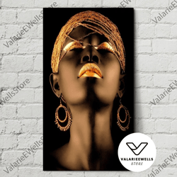 decorative wall art, african woman gold wall art, african woman canvas art print, african american art wall decor, afric