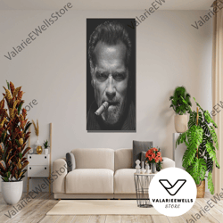 decorative wall art, arnold schwarzenegger poster art, arnold schwarzenegger with cigarette print, arnold schwarzenegger