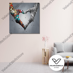 decorative wall art, banksy hands love heart canvasposter art print, love wall decor, banksy heart canvas wall decor, gr