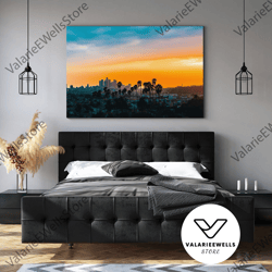 decorative wall art, california sunset art canvas print, landscape canvas wall art decor, california cityscape wall art,