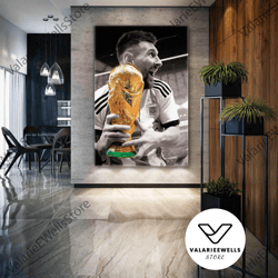 lionel messi wall art, world cup canvas art, football wall decor, goat, roll up canvas, stretched canvas art, framed wal