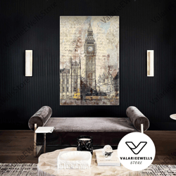 london wall art, wall decor, london architecture wall art, roll up canvas, stretched canvas art, framed wall art paintin