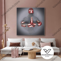 metal men canvas art, metal wall art, rose gold decor, roll up canvas, stretched canvas art, framed wall art painting