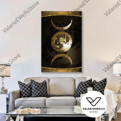 moon wall art, phase of moon canvas art, luxury wall decor, roll up canvas, stretched canvas art, framed wall art painti