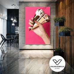 nail polish wall art, ice cream canvas art, nail studio wall decor, roll up canvas, stretched canvas art, framed wall ar