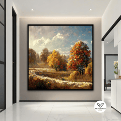 autumn landscape canvas, nature decorative wall art, yellowing trees art, forest landscape canvas print art, landscape p